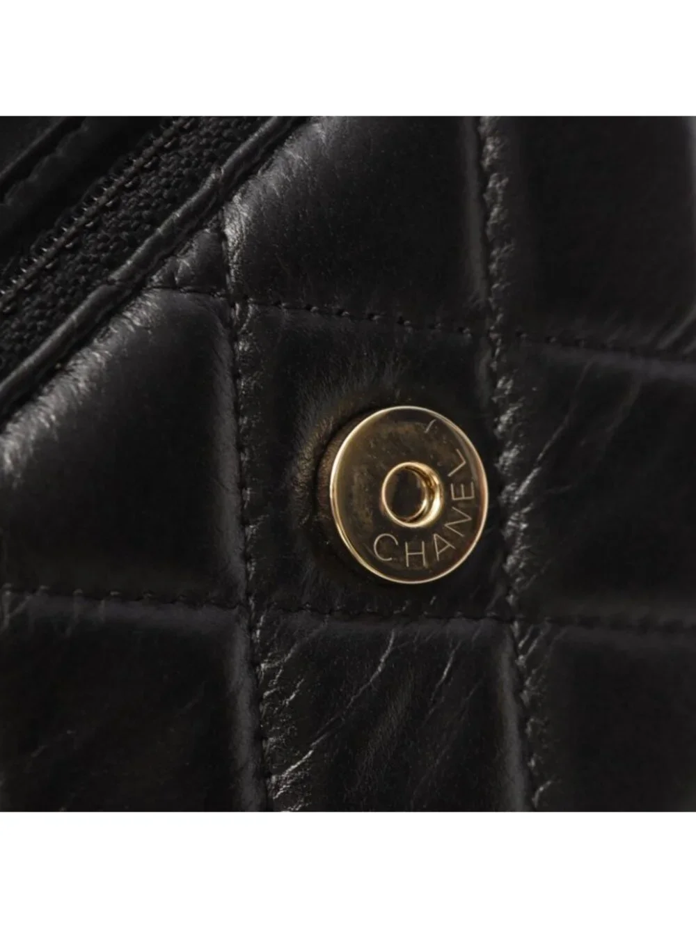 Chanel Shoulder Bag Quilted Pearl Chain Black Lambskin Wallet